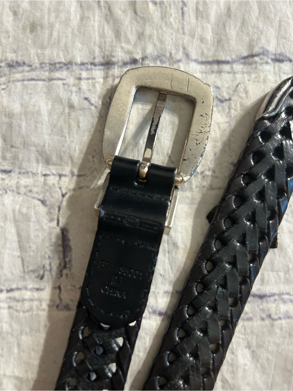 FOSSIL VTG BLACK LEATHER BRAIDED EMBELLISHED BUCKLE & TALBOTS ITALY MADE BELTS L - Picture 9 of 16